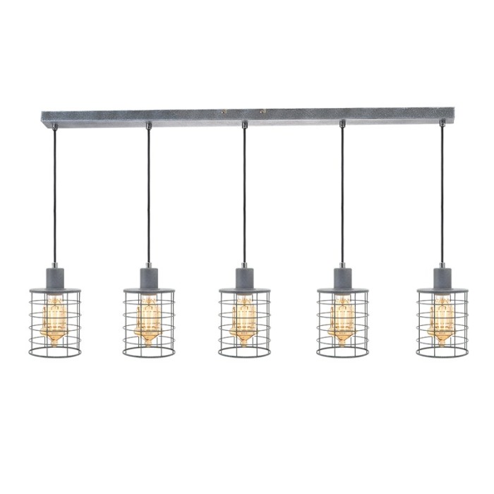 NETTO PENDANT LUMINAIRE 5ΧΕ27 METALLIC CEMENT SHADE 100Χ12,2ΧΗ120CM DUBLIN