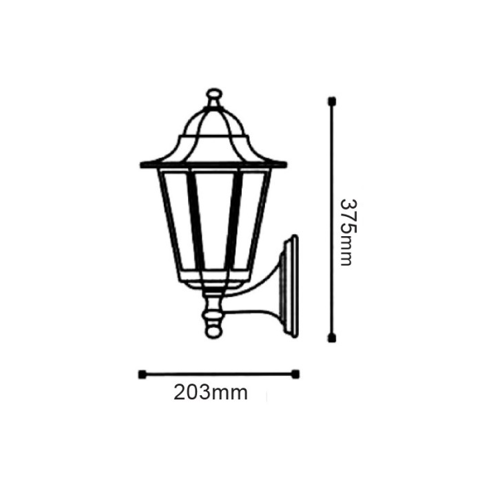 WALL LANTERN BLACK IR44 E27 60W TOP RAL C0026