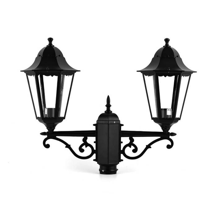 DOUBLE GARDEN LIGHT  BLACK MAT RAL9005M 23.5Χ44,5cm Φ60 RAL C0026
