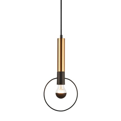 PENDANT LIGHTING 1ΧE27 BRASS/BLACK METAL D18ΧΗ116CM MIRACOLO