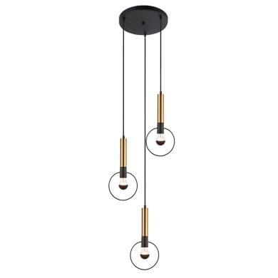 PENDANT LIGHTING 3ΧΕ27 BRASS/BLACK METAL D44ΧΗ136CM MIRACOLO