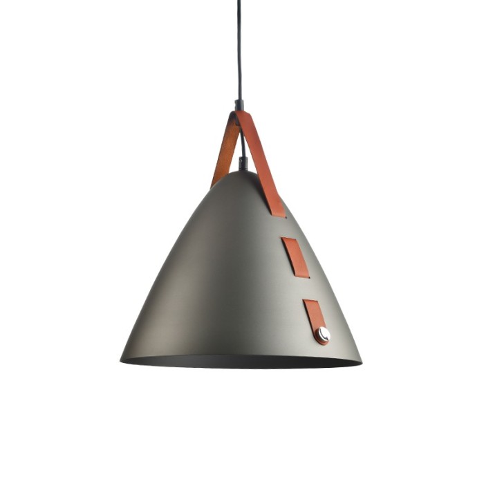 NETTO PENDANT LIGHTING 1ΧE27 BLACK METAL+LEATHER D33XH100CM NAOMI