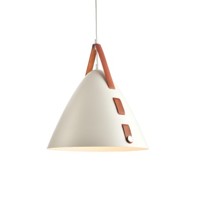 NETTO PENDANT LIGHTING 1ΧE27 WHITE METAL+LEATHER D33XH100CM NAOMI