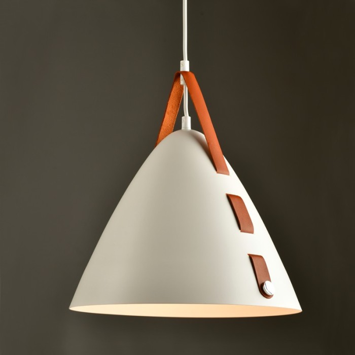 NETTO PENDANT LIGHTING 1ΧE27 WHITE METAL+LEATHER D33XH100CM NAOMI