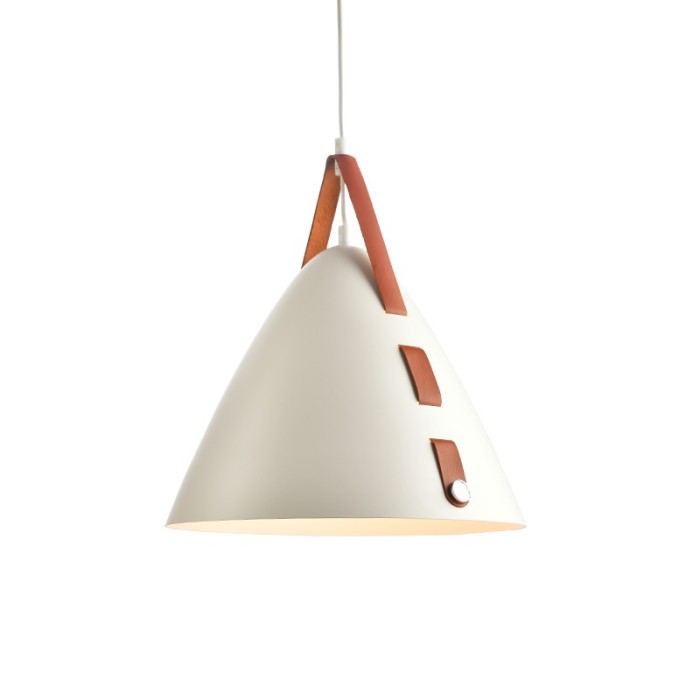 NETTO PENDANT LIGHTING 1ΧE27 WHITE METAL+LEATHER D33XH100CM NAOMI