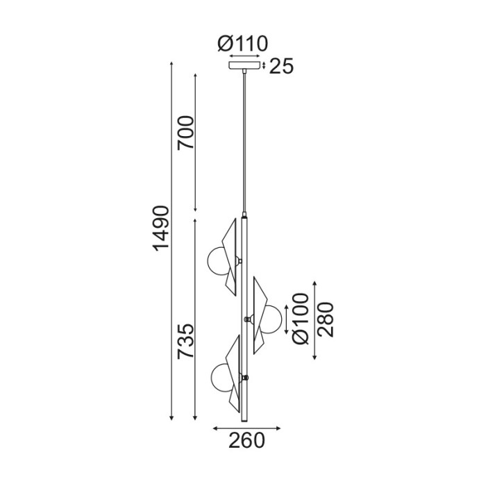 NETTO ΦΩΤΙΣΤΙΚΟ ΚΡΕΜΑΣΤΟ ΧΡΥΣΟ ΜΕΤΑΛΛΙΚΟ ΣΥΜΒΑΤΙΚΟ 3ΧG9 IP20 260Χ1490mm