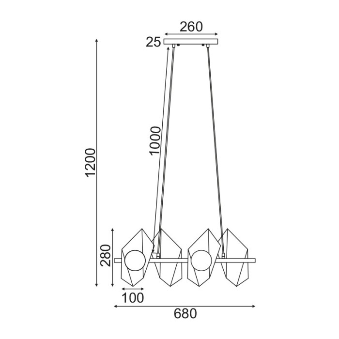 NETTO ΦΩΤΙΣΤΙΚΟ ΚΡΕΜΑΣΤΟ ΧΡΥΣΟ ΜΕΤΑΛΛΙΚΟ ΣΥΜΒΑΤΙΚΟ 4ΧG9 IP20 680Χ1200mm