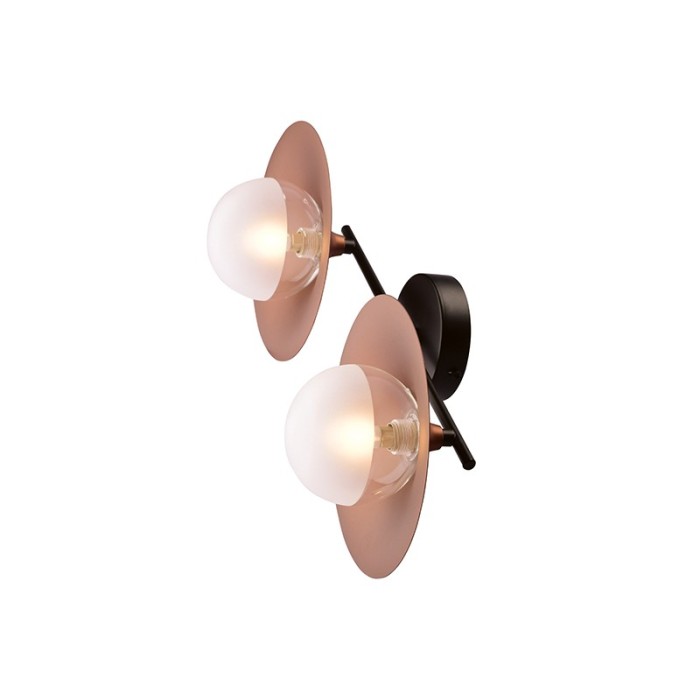 NETTO WALL MOUNTED LIGHTING 2ΧG9 COPPER/ BLACK METAL+ GLASS 20X47X18CM HYDRA