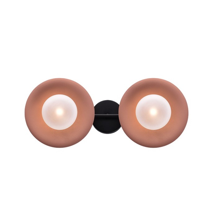 NETTO WALL MOUNTED LIGHTING 2ΧG9 COPPER/ BLACK METAL+ GLASS 20X47X18CM HYDRA