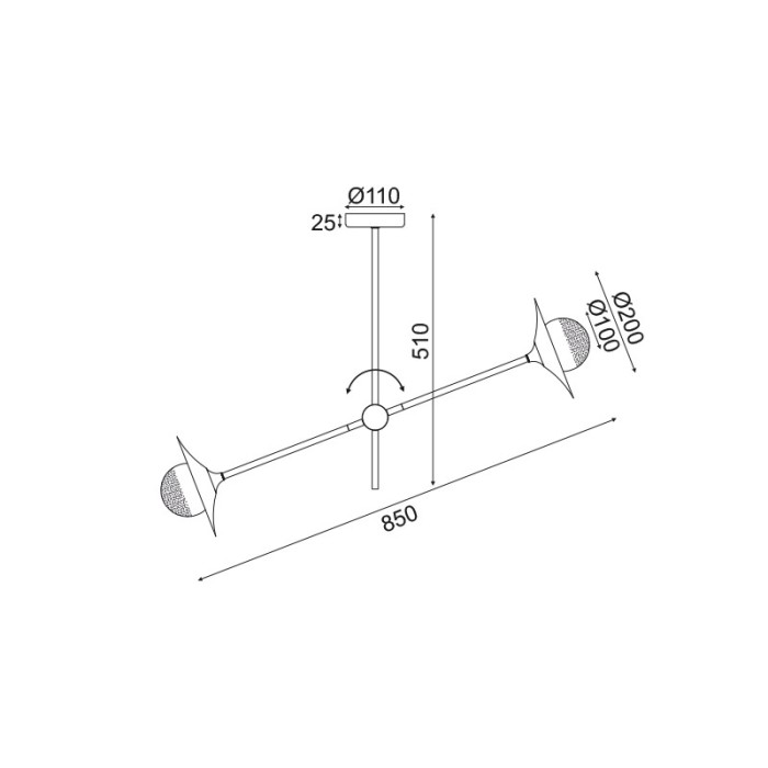 NETTO ΦΩΤΙΣΤΙΚΟ ΚΡΕΜΑΣΤΟ ΒΟΥΕΤΣΙΣΤΟ ΟΡΕΙΧΑΛΚΙΝΟ ΜΕΤΑΛΛΙΚΟ ΣΥΜΒΑΤΙΚΟ 2ΧG9 IP20 850Χ510mm
