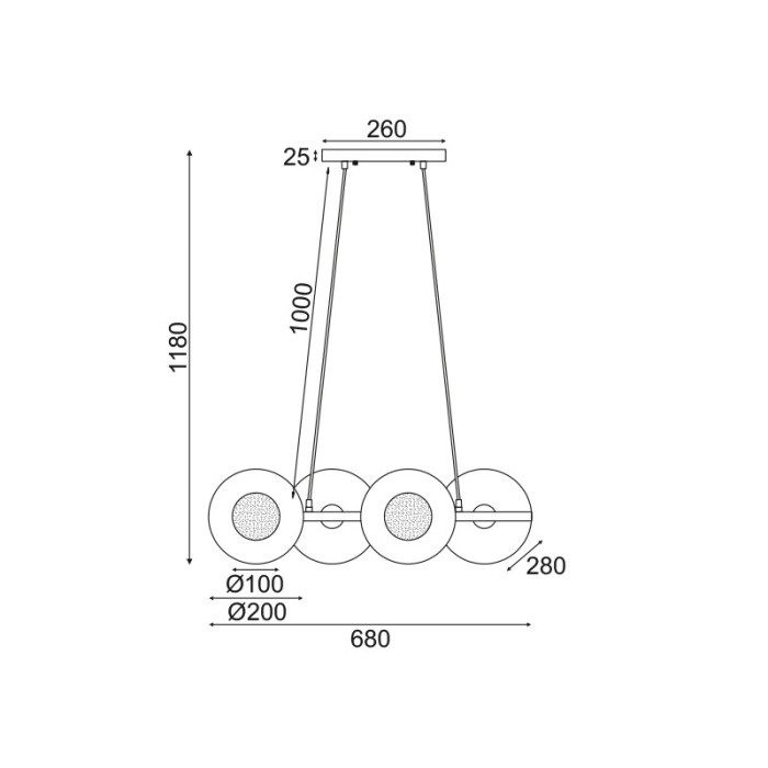 NETTO ΦΩΤΙΣΤΙΚΟ ΚΡΕΜΑΣΤΟ ΒΟΥΡΤΣΙΣΤΟ ΟΡΕΙΧΑΛΚΙΝΟ ΜΕΤΑΛΛΙΚΟ ΣΥΜΒΑΤΙΚΟ 4ΧG9 IP20 260Χ1180mm