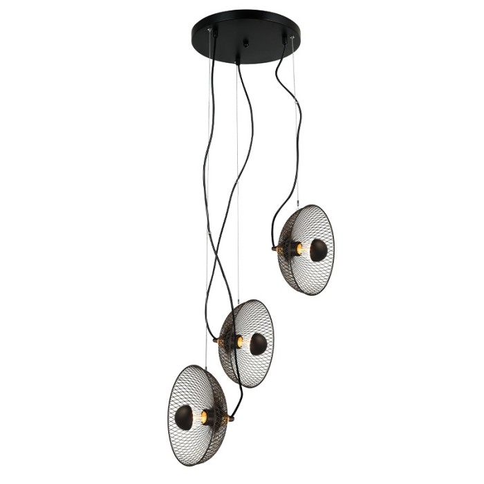 NETTO PENDANT LIGHTING 3ΧE27 BLACK METAL D31ΧΗ115CM KOBE