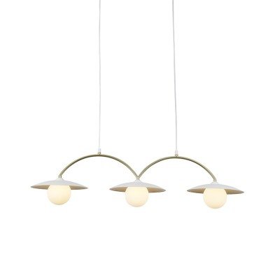 "PENDANT LAMP 3xG9
WHITE BASE AND PLATE GOLD TUBE 
WITH ACRYLIC SHADE
"
