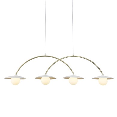 "PENDANT LAMP 4xG9
WHITE BASE AND PLATE GOLD TUBE 
WITH ACRYLIC SHADE
"
