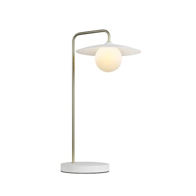 "TABLE LAMP 1xG9
WHITE BASE AND PLATE GOLD TUBE 
WITH ACRYLIC SHADE
"
