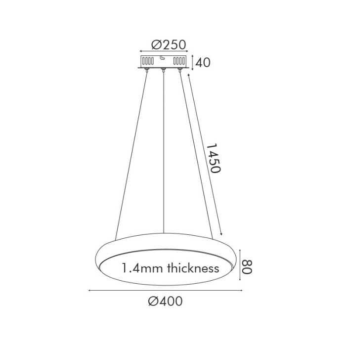 ΚΡΕΜΑΣΤΟ Φ/Σ LED 32W 2560LM  ΜΑΥΡΟ ΜΕΤ/ΚΟ D40XH8CM KALLISTA