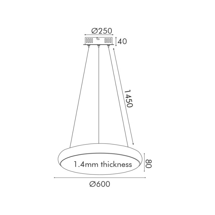 ΚΡΕΜΑΣΤΟ Φ/Σ LED 54W  4320LM ΜΑΥΡΟ ΜΕΤ/ΚΟ D60XH8CM KALLISTA