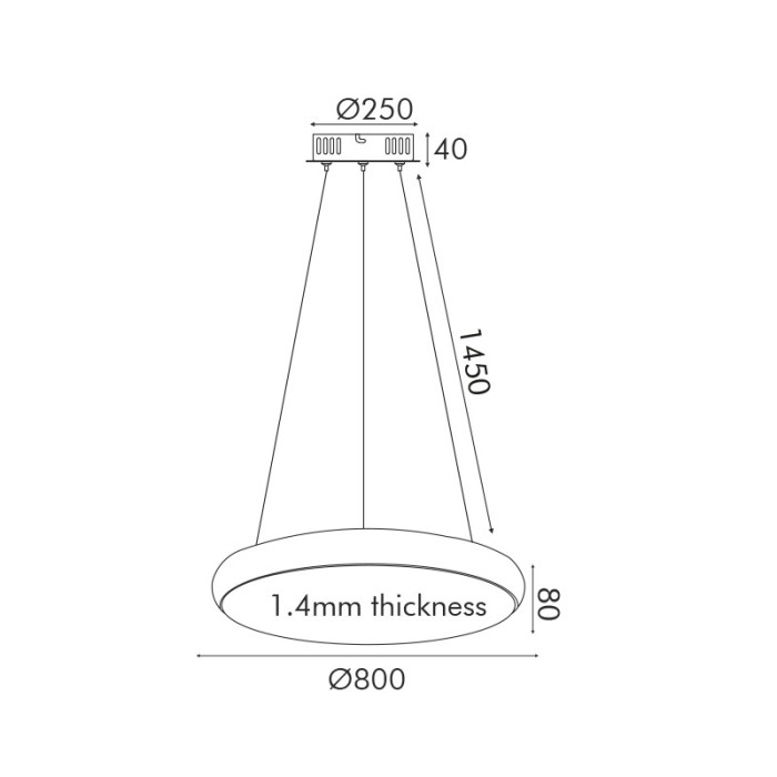 PENDANT LUMINAIRE LED 70W 5600LM CCT BLACK METAL D80XH8CM KALLISTA
