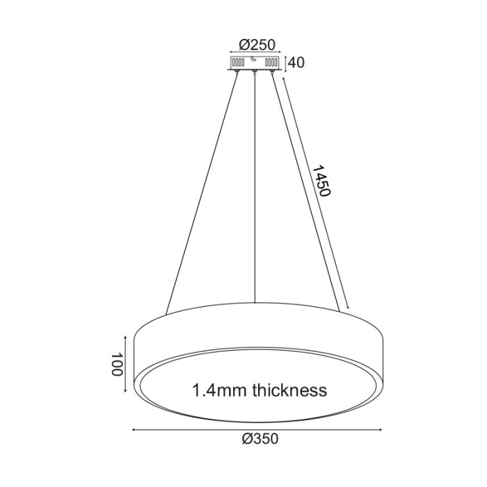 PENDANT LUMINAIRE LED 32W 3180LM CCT WHITE METAL D35XH140CM OPTIMUS