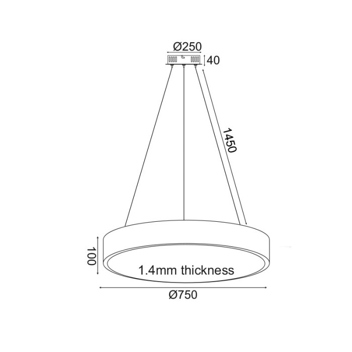 PENDANT LUMINAIRE LED 60W 5600LM CCT WHITE METAL D75XH130CM OPTIMUS