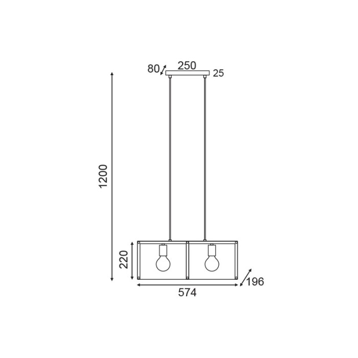 NETTO ΦΩΤΙΣΤΙΚΟ ΚΡΕΜΑΣΤΟ ΜΑΥΡΟ ΜΕΤΑΛΛΙΚΟ ΣΥΜΒΑΤΙΚΟ 2ΧΕ27 IP20 574Χ1200mm