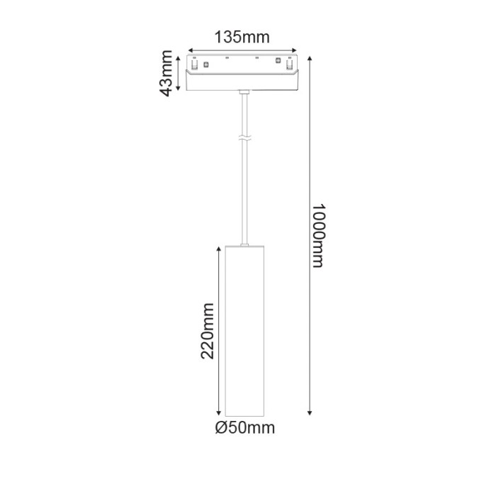 ΜΑΓΝΗΤΙΚΟ ΚΡΕΜΑΣΤΟ ΦΩΤΙΣΤΙΚΟ ΛΕΥΚΟ 48V DC 9W 4000K 1030LM 36° Ra90 Φ50X220mm OSRAM