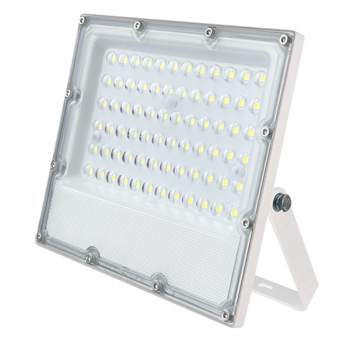  LED WHITE SMD FLOOD LUMINAIRE IP65 50W 6000K 6000Lm 100-277V RA80 IK08 5YRS BREATHING VALVE
