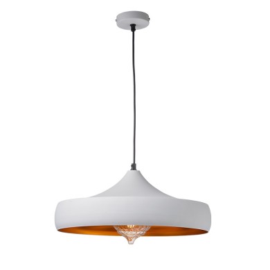PENDANT LUMINAIRE 1ΧΕ27 METALIC WHITE/GOLD Φ46ΧΗ123CM CALIPHATE