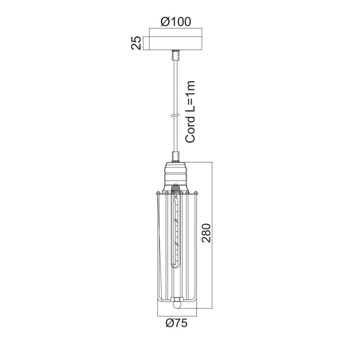 NETTO SUSPENDED 1ΧE27 METALIC BLACK D8CM 1ΧE27 MAYA