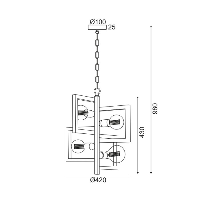 PENDANT 4ΧΕ27 METALIC BLACK Φ42ΧΗ98CM SIRIUS