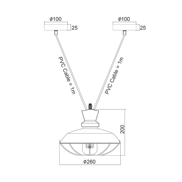 NETTO ΦΩΤΙΣΤΙΚΟ ΚΡΕΜΑΣΤΟ ΜΑΥΡΟ ΜΑΤ ΜΕΤΑΛΛΙΚΟ ΣΥΜΒΑΤΙΚΟ 1ΧΕ27 IP20 Φ260mm