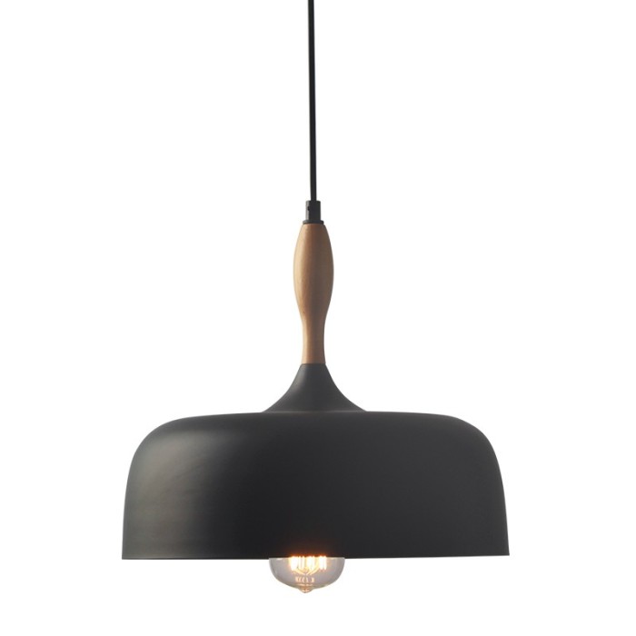 BELL BLACK 1 Χ Ε27 D32CM METAL +WOOD CUBA