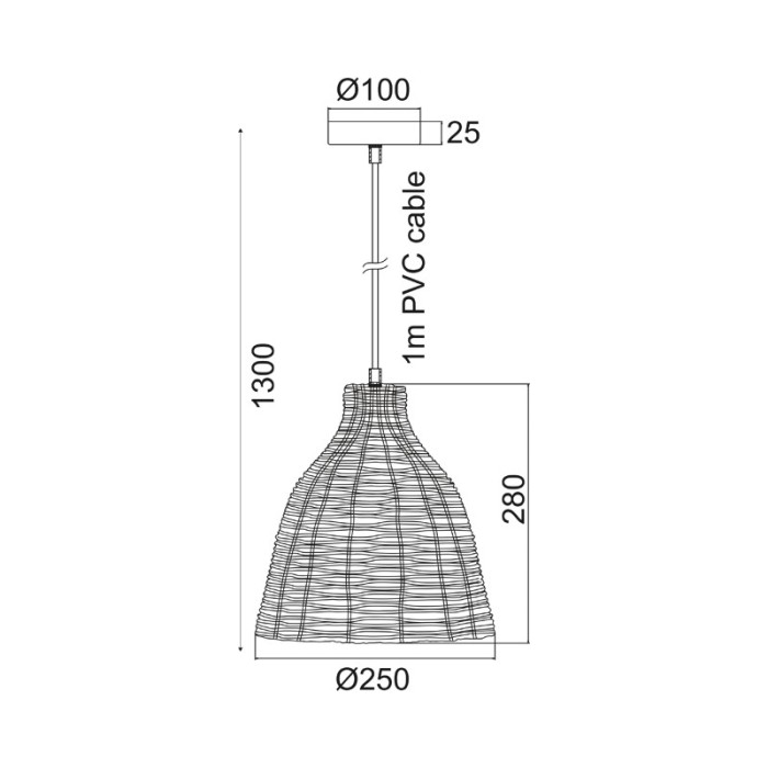 PENDANT 1ΧΕ27 BASKET Φ26ΧΗ120CM OIA