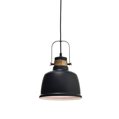 PENDANT METALIC BLACK 1ΧE27 + WOOD SHADE Φ22ΧΗ135CM ERNEST