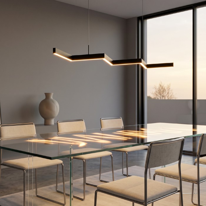 ZIGZAG- PENDANT LIGHT SAND BLACK ALUMINUM+ SILICONE LED 30W CCT 2800K-3200K-4000K 1200LM IP20
