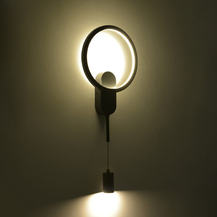 LOOP- WALL LIGHT SAND BLACK ALUMINUM+ SILICONE LED 12W CCT 2800K-3200K-4000K 1200LM IP20
