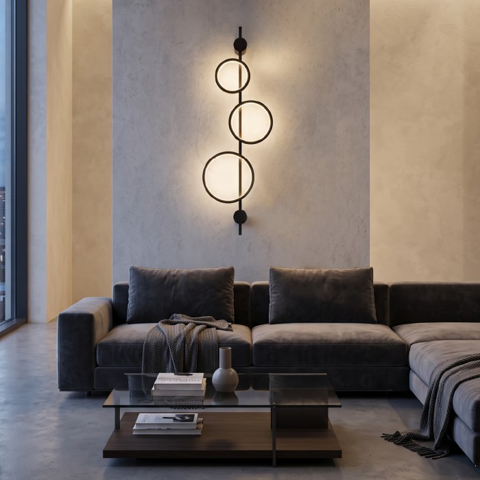 RINGY- WALL LIGHT SAND BLACK ALUMINUM+ SILICONE LED 30W CCT 2800K-3200K-4000K 1200LM IP20
