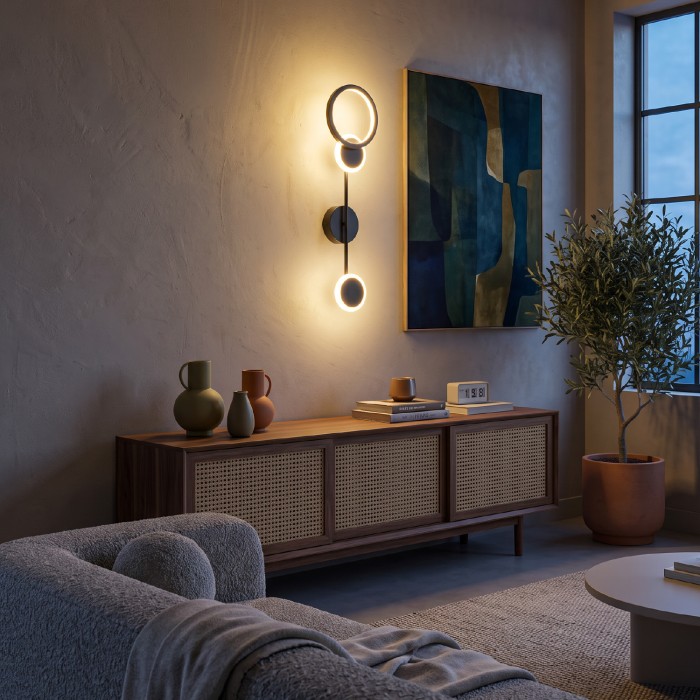 BANE- WALL LIGHT SAND BLACK ALUMINUM+ SILICONE LED 12W CCT 2800K-3200K-4000K 480LM IP20
