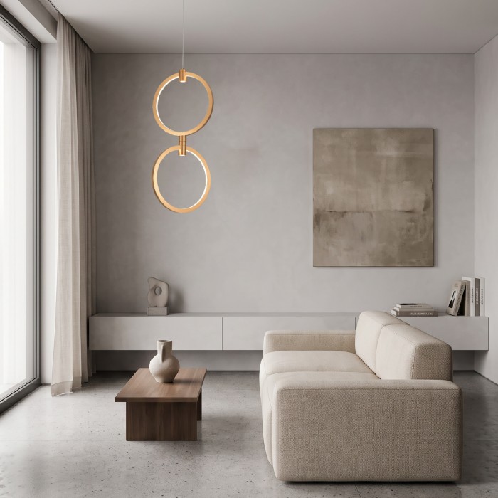 LILO- PENDANT LIGHT BRUSH GOLD ALUMINUM+ SILICONE LED 26W CCT 2800K-3200K-4000K 1050LM IP20

