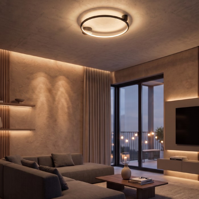 ELUMA- WALL LIGHT SAND BLACK ALUMINUM+ SILICONE LED 30W CCT CCT 2800K-3200K-4000K 1200LM IP20
