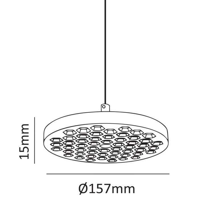 Pendand Honeycomb Light - 18W Black with Black Reflector/Ra>80/2350lm/3000K
