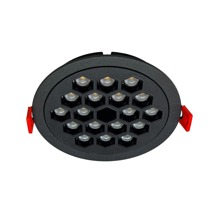 Recessed Honeycomb Light - 10W Black with Black Reflector/Ra>80/1300lm/4000K
