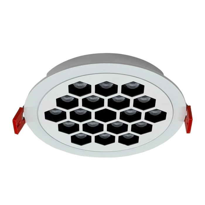 Recessed Honeycomb Light - 10W White with Black Reflector/Ra>80/1300lm/4000K
