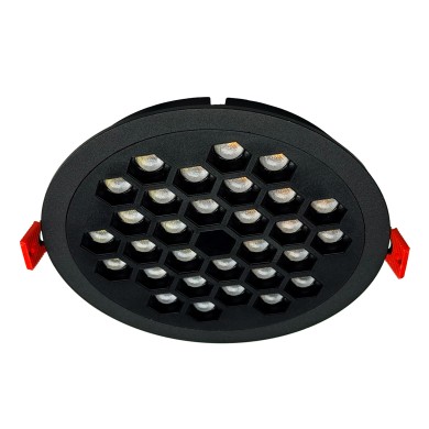 Recessed Honeycomb Light - 18W Black with Black Reflector/Ra>80/2350lm/3000K
