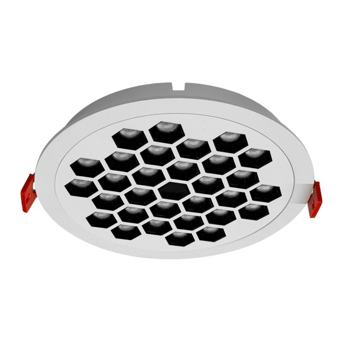 Recessed Honeycomb Light - 18W White with Black Reflector/Ra>80/2350lm/4000K
