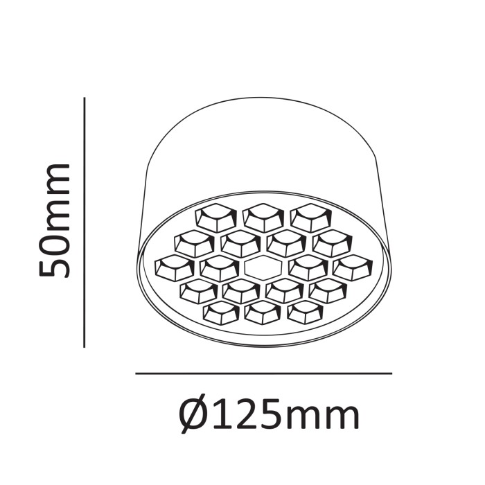 Surface Honeycomb Light - 20W White With Black Reflector/Ra>80/2600lm/3000K
