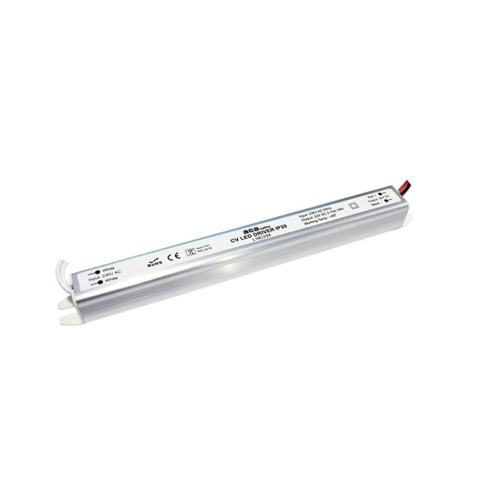 ΓΡΑΜΜΙΚΟ ΜΕΤΑΛΛΙΚΟ CV LED DRIVER 18W 230V AC24V DC 0.75A IP20ΜΕ ΚΑΛΩΔΙΑ