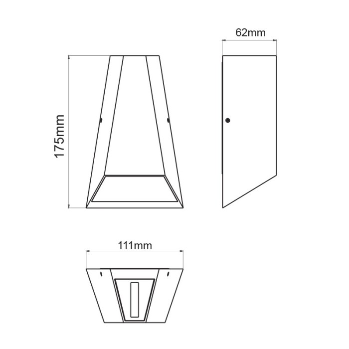 LED COB WALL LUMINAIRE 6W 425LM  30° AND 120°  230VAC 3.000K DARK GREY CRI80 IP54 30.000HRS
