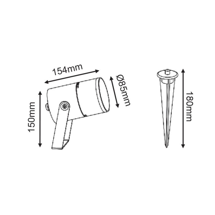 LED COB SPOT LUMINAIRE 9W 300LM 15-50° 230V AC 3.000K DARK GREY CRI80 IP65 30.000HRS