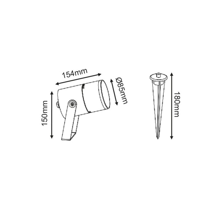 LED COB SPOT LUMINAIRE 9W 300LM 15-50° 230V AC 3.000K DARK GREY CRI80 IP65 30.000HRS